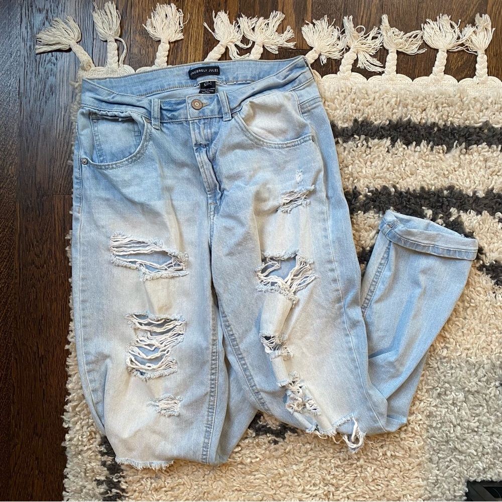 Sincerely Jules Distressed Light Wash Mom Jeans